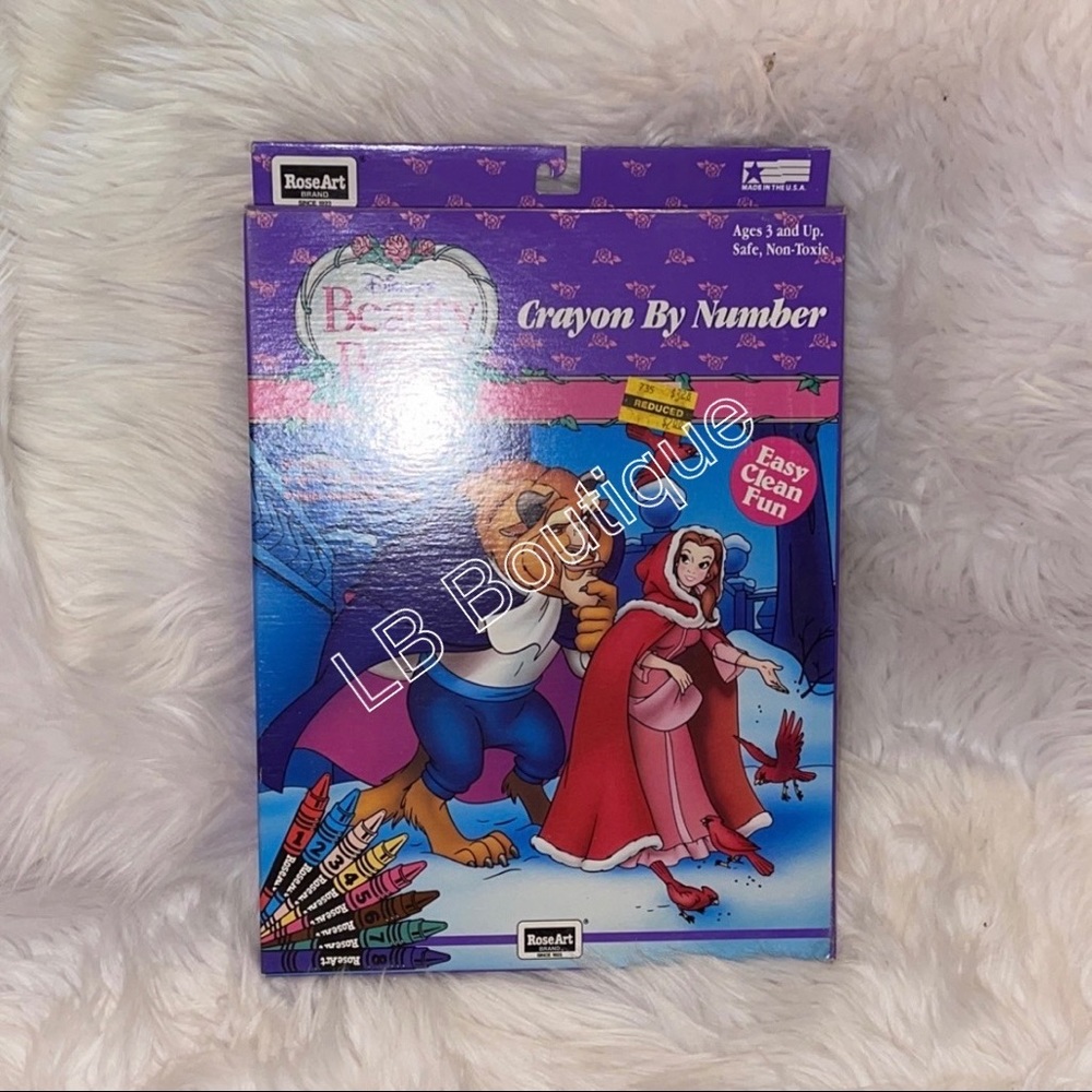 Vintage 1991 Rose Art Disney Beauty & The Beast Crayon By Numbers NEW